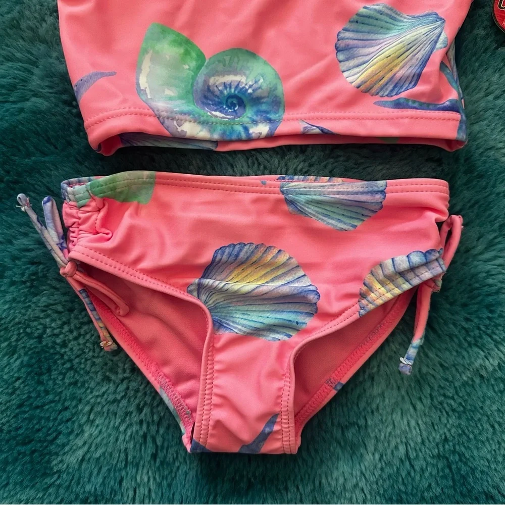 Kensie Girl Pink and Blue Seashell Bikini Size 2T